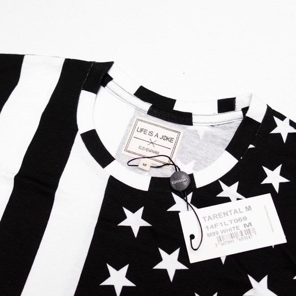 Eleven Paris black & white work hard short sleeve t-shirt tee top size medium M - Picture 5 of 10